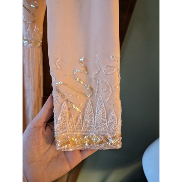 Fabrice Silhoutte Vintage Fringe Beaded Peach Dress size 6 - Picture 6 of 16